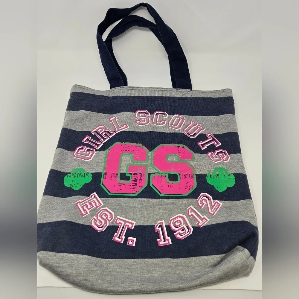 GIRL SCOUTS LOT OF 2 TOTE BAG & BACKPACK GREEN & PINK COTTON BLEND BRIDGING GIFT